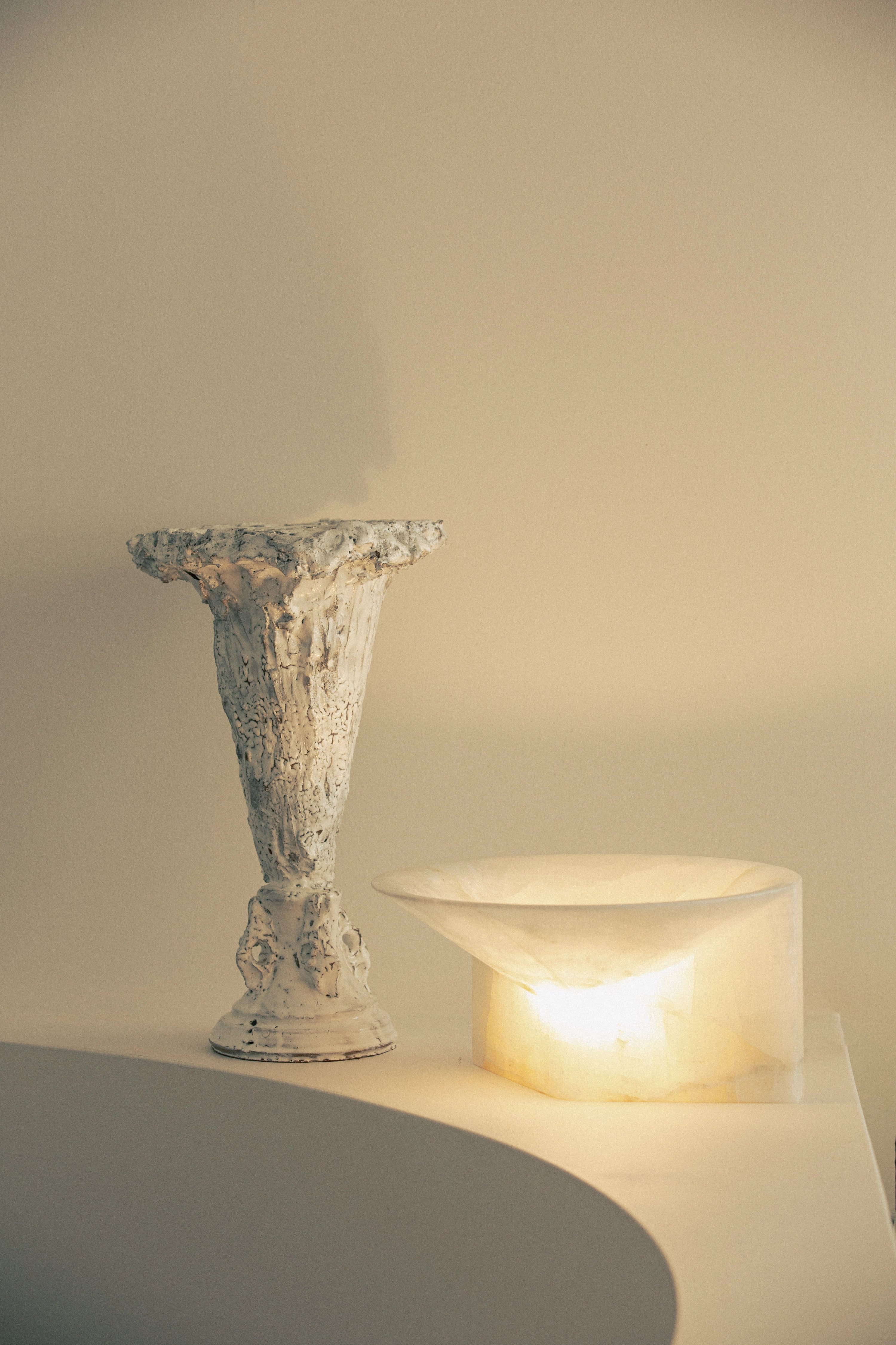 Large Stone Uplight - White Alabaster
