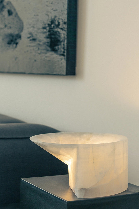 Large Stone Uplight - White Alabaster