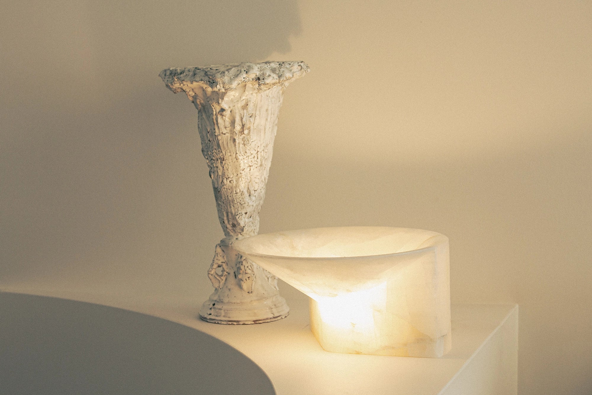 Large Stone Uplight - White Alabaster